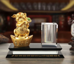 福财到笔筒水晶办公摆件